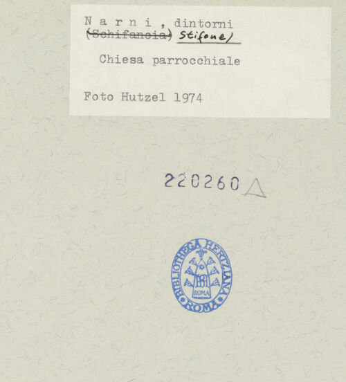 Rückseite von Getty Research Institute? [https://www.deutsche-digitale-bibliothek.de/content/lizenzen/rv-fz/] Santa Marina - Inneres, Chor und Teilansicht der rechten Wand, bh220260_recto. Foto: Hutzel, Max.