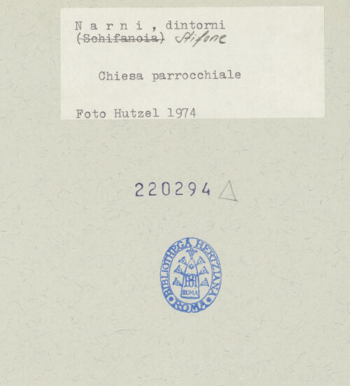 Rückseite von Getty Research Institute? [https://www.deutsche-digitale-bibliothek.de/content/lizenzen/rv-fz/] Santa Marina - Inneres, Eingangswand und Teilansicht der rechten Wand, bh220294_recto. Foto: Hutzel, Max.