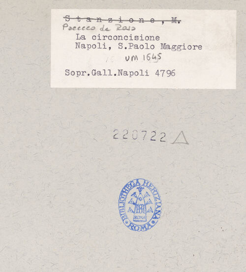 Rückseite von Sopr. BAS NA [https://www.deutsche-digitale-bibliothek.de/content/lizenzen/rv-ez/] Die Darbringung des Christuskindes im Tempel - Gesamtansicht, bh220722_recto. Foto.