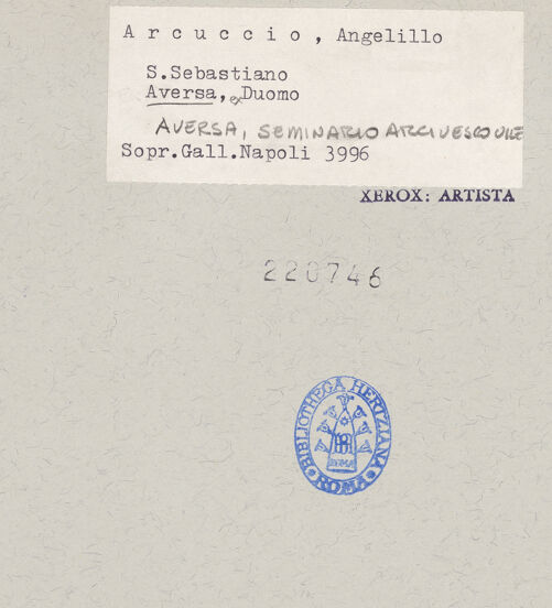 Rückseite von Sopr. BAS NA [https://www.deutsche-digitale-bibliothek.de/content/lizenzen/rv-ez/] Heiliger Sebastian - Gesamtansicht, bh220746_recto. Foto.