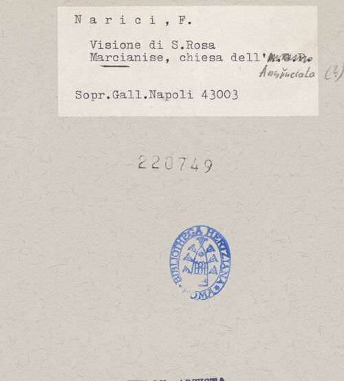 Rückseite von Sopr. BAS NA [https://www.deutsche-digitale-bibliothek.de/content/lizenzen/rv-ez/] Christuskind erscheint der hl. Rosa und krönt sie mit Rosen - Gesamtansicht, bh220749_recto. Foto.