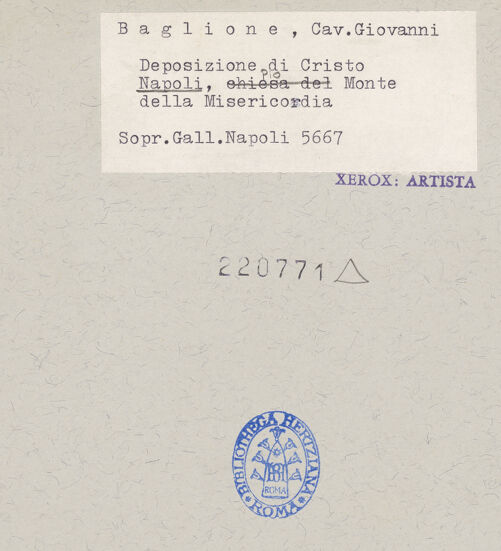 Rückseite von Sopr. BAS NA [https://www.deutsche-digitale-bibliothek.de/content/lizenzen/rv-ez/] Grablegung Christi - Gesamtansicht, bh220771_recto. Foto.