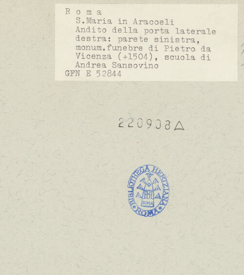 Rückseite von ICCD [https://www.deutsche-digitale-bibliothek.de/content/lizenzen/rv-ez/] Grabmal des Pietro da Vicenza Bischof von Cesena - , bh220908_recto. Foto.