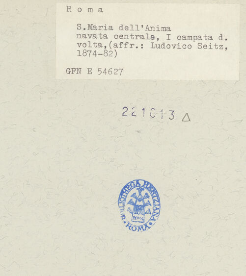 Rückseite von ICCD [https://www.deutsche-digitale-bibliothek.de/content/lizenzen/rv-ez/] Gewölbeausmalung - Linkes Seitenschiff, 1. Joch, bh221013_recto. Foto.