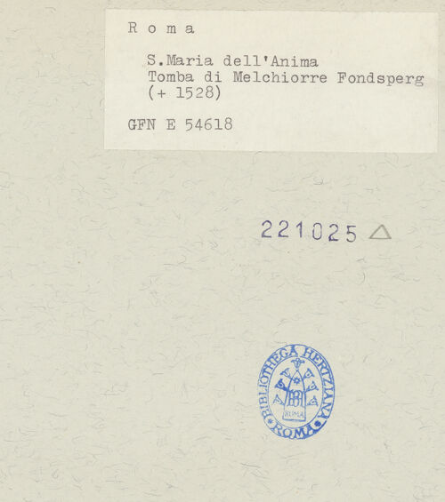 Rückseite von ICCD [https://www.deutsche-digitale-bibliothek.de/content/lizenzen/rv-ez/] Grabstein des Melchior Frundsberg - , bh221025_recto. Foto.