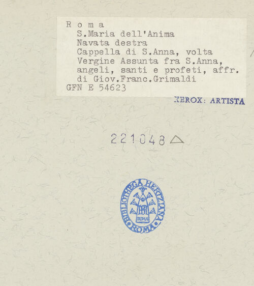 Rückseite von ICCD [https://www.deutsche-digitale-bibliothek.de/content/lizenzen/rv-ez/] Szenen aus dem Leben der Heiligen AnnaDie Himmelfahrt Mariens - , bh221048_recto. Foto.