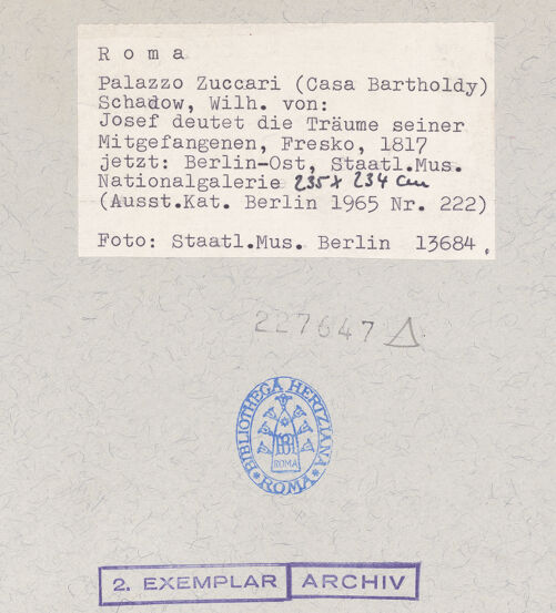 Rückseite von Staatliche Museen zu Berlin [https://rightsstatements.org/page/CNE/1.0/] Acht Wandgemälde aus der Casa Bartholdy (Zuccari) in RomJoseph im Gefängnis - , bh227647_recto. Foto.