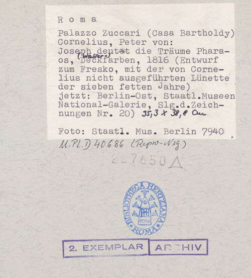 Rückseite von Staatliche Museen zu Berlin [https://www.deutsche-digitale-bibliothek.de/content/lizenzen/rv-ez/] Joseph deutet die Träume des Pharao und Die sieben fetten Jahre (Lunette) - , bh227650_recto. Foto.
