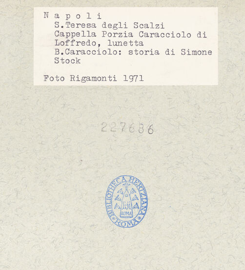 Rückseite von Bibliotheca Hertziana [https://www.deutsche-digitale-bibliothek.de/content/lizenzen/rv-fz/] Episoden aus dem Leben des Seligen Simone Stock oder Episoden aus der Geschichte des KarmeliterordensSzene dem Leben des Seligen Simone Stock (?) - Gesamtansicht, bh227686_recto. Foto: Rigamonti.