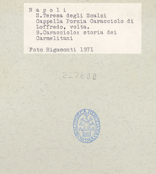 Rückseite von Bibliotheca Hertziana [https://www.deutsche-digitale-bibliothek.de/content/lizenzen/rv-fz/] Madonna del Carmelo und Episoden der Geschichte des KarmeliterordensEpisoden aus dem Leben des Seligen Simone Stock oder Episoden aus der Geschichte des Karmeliterordens - Szene aus der Geschichte des Karmeliterordens (?), bh227688_recto. Foto: Rigamonti.