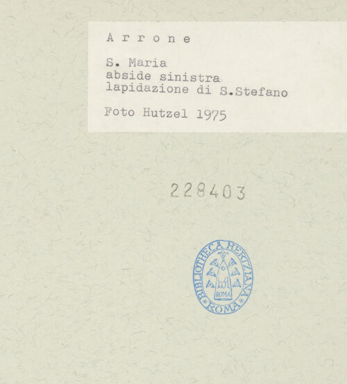 Rückseite von Getty Research Institute [https://www.deutsche-digitale-bibliothek.de/content/lizenzen/rv-ez/] Ausmalung der linken ApsisDie Steinigung des heiligen Stephanus - Gesamtansicht, bh228403_recto. Foto: Hutzel, Max.