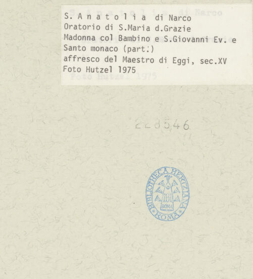 Rückseite von Getty Research Institute [https://www.deutsche-digitale-bibliothek.de/content/lizenzen/rv-ez/] Marias Himmelfahrt und Krönung sowie Evangelisten und HeiligeThronende Madonna mit den heiligen Jakobus Major und Antonius Abbas - Detail: heiliger Antonius Abbas, bh228546_recto. Foto: Hutzel, Max.