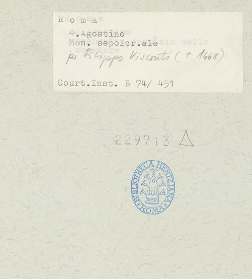 Rückseite von Courtauld Institute [https://www.deutsche-digitale-bibliothek.de/content/lizenzen/rv-ez/] Grabmal für Kardinal Filippo Visconti (gest. 1664) - Schrägansicht von rechts, bh229713_recto. Foto.