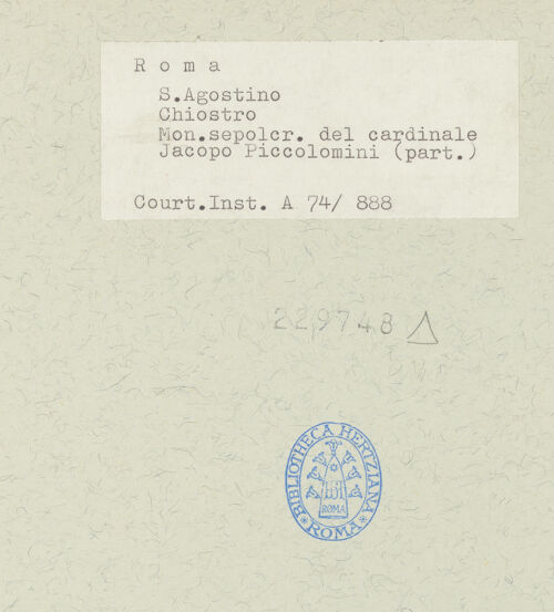 Rückseite von Courtauld Institute [https://www.deutsche-digitale-bibliothek.de/content/lizenzen/rv-ez/] Grabmal des Kardinals Jacopo Ammanati-Piccolomini (+1479)Jüngstes Gericht - Detail, Mitte links: Engel unter Christus, bh229748_recto. Foto.