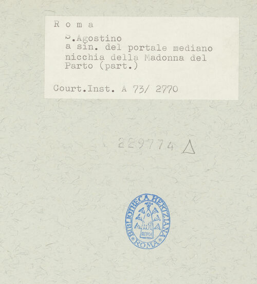 Rückseite von Courtauld Institute [https://www.deutsche-digitale-bibliothek.de/content/lizenzen/rv-ez/] Madonna del PartoWappen der Familie Martelli - Gesamtansicht, bh229774_recto. Foto (digital).