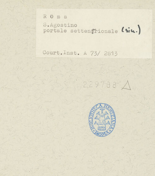 Rückseite von Courtauld Institute [https://www.deutsche-digitale-bibliothek.de/content/lizenzen/rv-ez/] Grabmal des Dionigi Lunazi mit der Kreuzigung Christi mit zwei HeiligenProfilbildnis des Dionigi Lunazi (?) - Gesamtansicht, bh229788_recto. Foto.