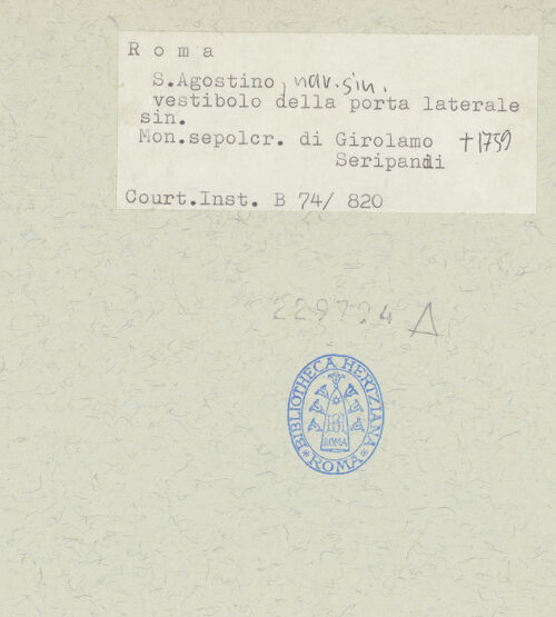 Rückseite von Courtauld Institute [https://www.deutsche-digitale-bibliothek.de/content/lizenzen/rv-ez/] Grabmal für Kardinal Girolamo Seripando (+ 1563) - Gesamtansicht, bh229794_recto. Foto.