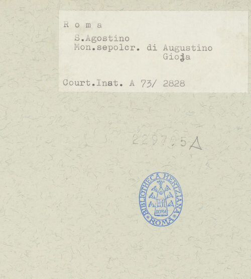 Rückseite von Courtauld Institute [https://www.deutsche-digitale-bibliothek.de/content/lizenzen/rv-ez/] Grabmal für Augustinus Gioja - Gesamtansicht, bh229795_recto. Foto.