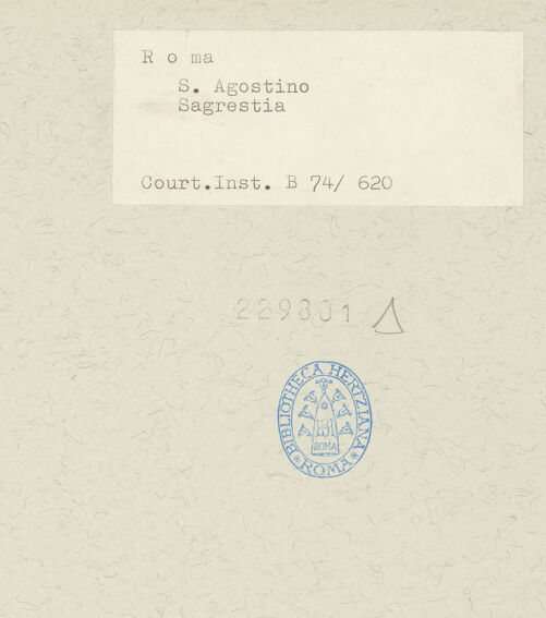 Rückseite von Courtauld Institute [https://www.deutsche-digitale-bibliothek.de/content/lizenzen/rv-ez/] Sant'AgostinoSakristei - Blick Richtung Altarwand, bh229801_recto. Foto.