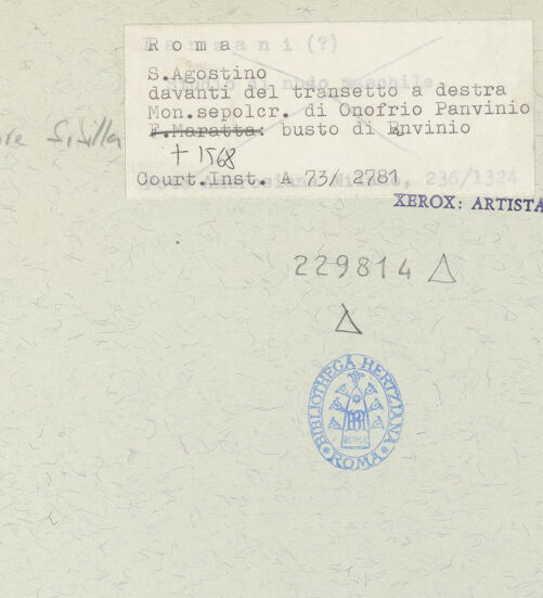 Rückseite von Courtauld Institute [https://www.deutsche-digitale-bibliothek.de/content/lizenzen/rv-ez/] Epitaph des Onofrio Panvinio (gest. 1568) - Gesamtansicht, bh229814_recto. Foto.