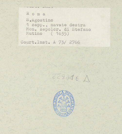 Rückseite von Courtauld Institute [https://www.deutsche-digitale-bibliothek.de/content/lizenzen/rv-ez/] Grabmal für Stefano Mutini - , bh229816_recto. Foto.