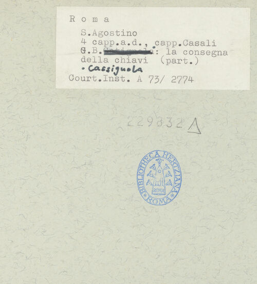 Rückseite von Courtauld Institute [https://www.deutsche-digitale-bibliothek.de/content/lizenzen/rv-ez/] Jesus übergibt Petrus die Schlüssel - Christus, Detail: Kopf von rechts, bh229832_recto. Foto.