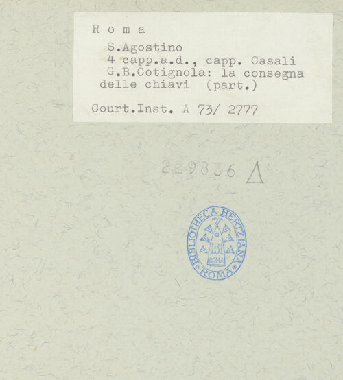 Rückseite von Courtauld Institute [https://www.deutsche-digitale-bibliothek.de/content/lizenzen/rv-ez/] Jesus übergibt Petrus die Schlüssel - Christus, Detail: Unterkörper, bh229836_recto. Foto.