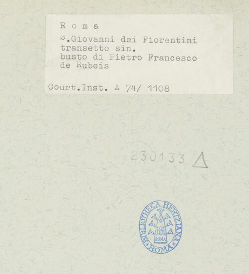 Rückseite von Courtauld Institute [https://rightsstatements.org/page/CNE/1.0/] Gedenkinschrift anlässlich der Plenarindulgenz für San Giacomo dei Spagnoli durch Innozenz VIII. - Detail, bh230133_recto. Foto.
