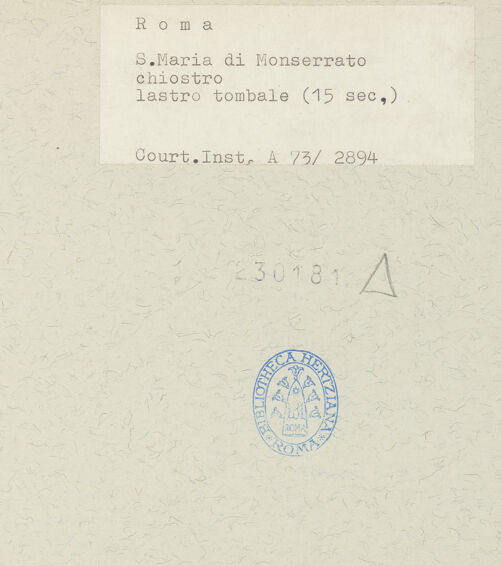 Rückseite von Courtauld Institute [https://rightsstatements.org/page/CNE/1.0/] Grabplatte eines Unbekannten - Gesamtansicht, bh230181_recto. Foto.