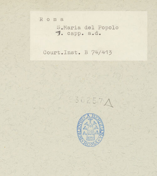 Rückseite von Courtauld Institute [https://www.deutsche-digitale-bibliothek.de/content/lizenzen/rv-ez/] Santa Maria del PopoloCappella del Presepe / della Natività - , bh230257_recto. Foto.