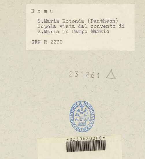 Rückseite von ICCD [https://www.deutsche-digitale-bibliothek.de/content/lizenzen/rv-ez/] Pantheon - Blechverkleidung der Kuppel, bh231261_recto. Foto.