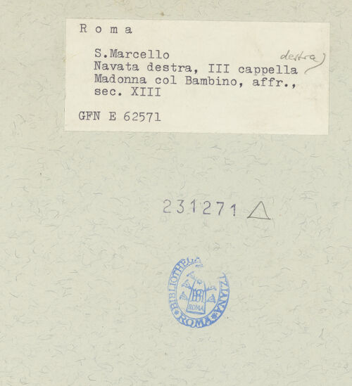 Rückseite von ICCD [https://www.deutsche-digitale-bibliothek.de/content/lizenzen/rv-ez/] AltarMaria mit Kind - , bh231271_recto. Foto.