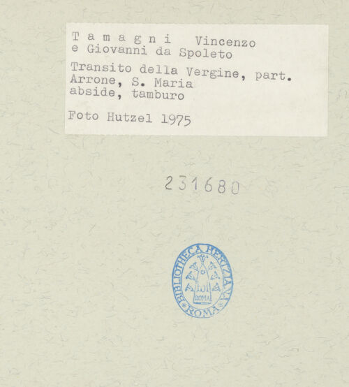 Rückseite von Getty Research Institute [https://www.deutsche-digitale-bibliothek.de/content/lizenzen/rv-ez/] Szenen aus dem Leben der Maria und HeiligeMarientod - Obere Hälfte, Detail: Nische mit Maria lactans mit Johannesknaben, bh231680_recto. Foto: Hutzel, Max.