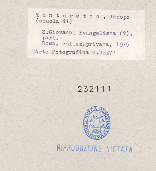 Rückseite von Bibliotheca Hertziana [http://creativecommons.org/publicdomain/mark/1.0/] ... - , bh232111_recto. Foto.