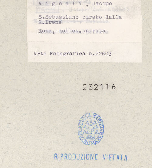 Rückseite von Bibliotheca Hertziana [http://creativecommons.org/publicdomain/mark/1.0/] ... - , bh232116_recto. Foto.