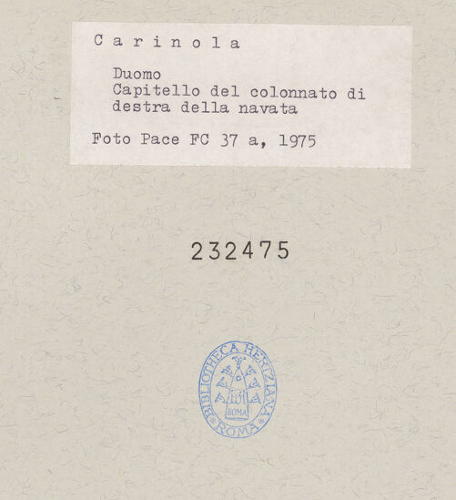 Rückseite von Pace, Valentino [https://www.deutsche-digitale-bibliothek.de/content/lizenzen/rv-ez/] Mittleres Kapitell - Seitenansicht, bh232475_recto. Foto: Pace, Valentino.