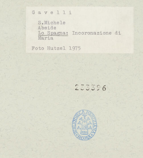 Rückseite von Getty Research Institute [https://www.deutsche-digitale-bibliothek.de/content/lizenzen/rv-ez/] Marienkrönung, Darstellungen des Erzengels Michael und HeiligeMarienkrönung, Evangelisten und Kirchenväter - Rechte Hälfte der Apsiskalotte: Evangelist Matthäus, Kirchenväter Hieronymus und Ambrosius sowie Christus und musizierende Engel der Marienkrönung, bh233396_recto. Foto: Hutzel, Max.