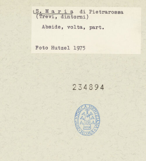 Rückseite von Getty Research Institute [https://www.deutsche-digitale-bibliothek.de/content/lizenzen/rv-ez/] Fragmente einer Ausmalung mit biblischen Szenen, Evangelisten und HeiligenMadonna und Evangelisten in Clipei - Detail: Evangelist Markus, bh234894_recto. Foto: Hutzel, Max.