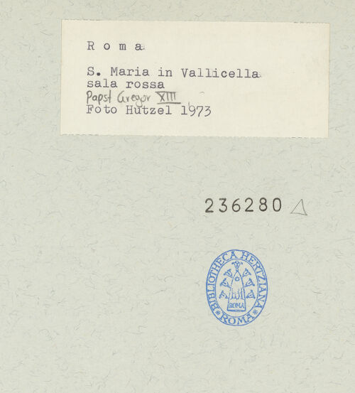 Rückseite von unbekannt [https://www.deutsche-digitale-bibliothek.de/content/lizenzen/rv-ez/] Zyklus von Porträts mit Päpsten, die dem Oratorium verbunden warenPapst Gregor XIII. - , bh236280_recto. Foto: Hutzel, Max.