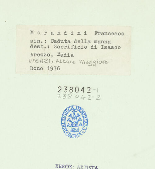 Rückseite von unbekannt [https://www.deutsche-digitale-bibliothek.de/content/lizenzen/rv-ez/] Hochaltar (Altare Vasari)Vorderseite - Opferung Isaaks, bh238042_recto. Foto.