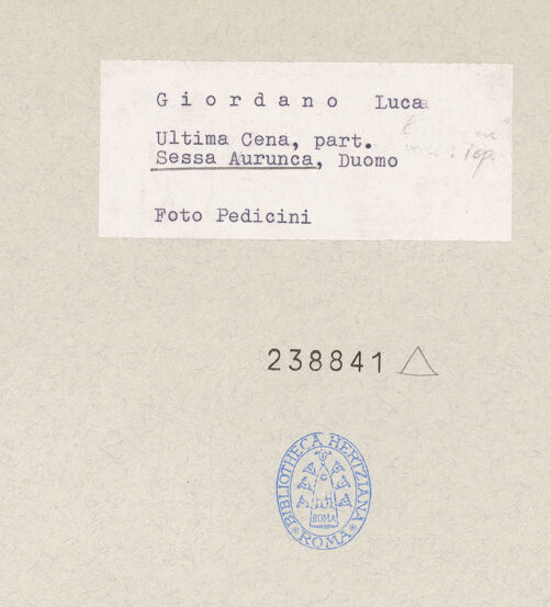 Rückseite von Pedicini, Luciano [https://www.deutsche-digitale-bibliothek.de/content/lizenzen/rv-ez/] Letztes Abendmahl - Gesamtansicht, bh238841_recto. Foto: Pedicini, Luciano.