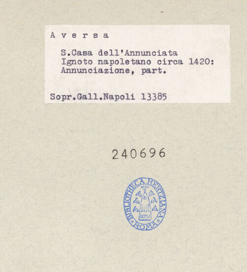 Rückseite von Sopr. BAS NA [https://www.deutsche-digitale-bibliothek.de/content/lizenzen/rv-ez/] Verkündigung - Maria (nach der Restaurierung?), bh240696_recto. Foto.