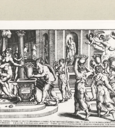 Rückseite von  [http://creativecommons.org/publicdomain/mark/1.0/] Die Hochzeit von Vertumnus und Pomona - , bh240907. Foto.