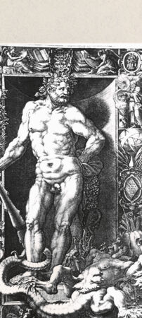 Rückseite von  [http://creativecommons.org/publicdomain/mark/1.0/] Herkules und die Hydra - , bh240918. Foto.