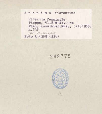 Rückseite von Kunsthistorisches Museum [https://rightsstatements.org/page/CNE/1.0/] Bildnis einer Frau - , bh242775_recto. Foto.