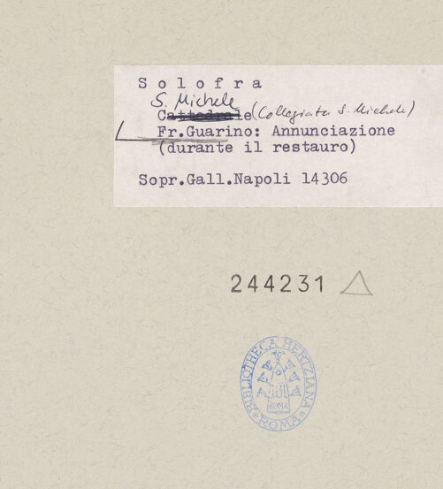 Rückseite von Sopr. BAS NA [https://www.deutsche-digitale-bibliothek.de/content/lizenzen/rv-ez/] Kassettendecke mit Szenen aus dem Neuen TestamentVerkündigung - Detail (Restaurierung), bh244231_recto. Foto.