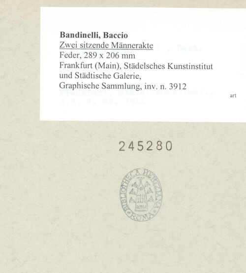 Rückseite von Städelsches Kunstinstitut und Städtische Galerie [https://www.deutsche-digitale-bibliothek.de/content/lizenzen/rv-ez/] Zwei sitzende Männerakte - , bh245280_recto. Foto.