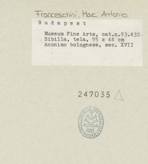 Rückseite von Szépmüvészeti Múzeum [https://www.deutsche-digitale-bibliothek.de/content/lizenzen/rv-ez/] Sibylle - , bh247035_recto. Foto.