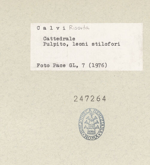 Rückseite von Pace, Valentino [https://www.deutsche-digitale-bibliothek.de/content/lizenzen/rv-ez/] Löwen - Löwe rechts, bh247264_recto. Foto: Pace, Valentino.