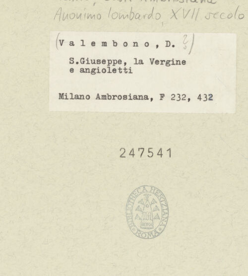 Rückseite von Biblioteca Ambrosiana [https://www.deutsche-digitale-bibliothek.de/content/lizenzen/rv-ez/] Ruhe auf der Flucht nach Ägypten - , bh247541_recto. Foto.